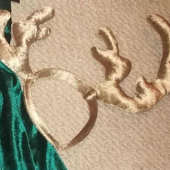 NWT Green Velvet Reindeer Boxers with Antlers L - Picture 2 of 3